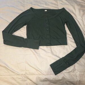 Women's Green Croped Cardigan